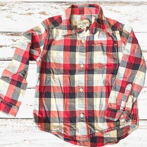 The Children's Place Red Plaid Long Sleeve Button Down, Boys Size 5